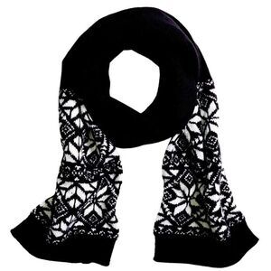 Brooks Brothers Fair Isle Wool Blend Kids Scarf Black & White